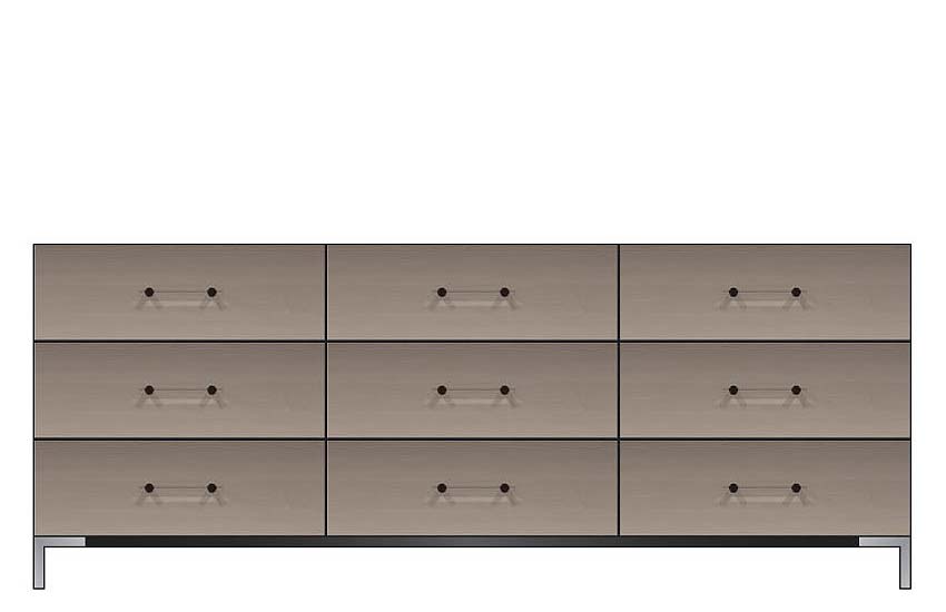 American Modern  84'' Nine-Drawer Dresser