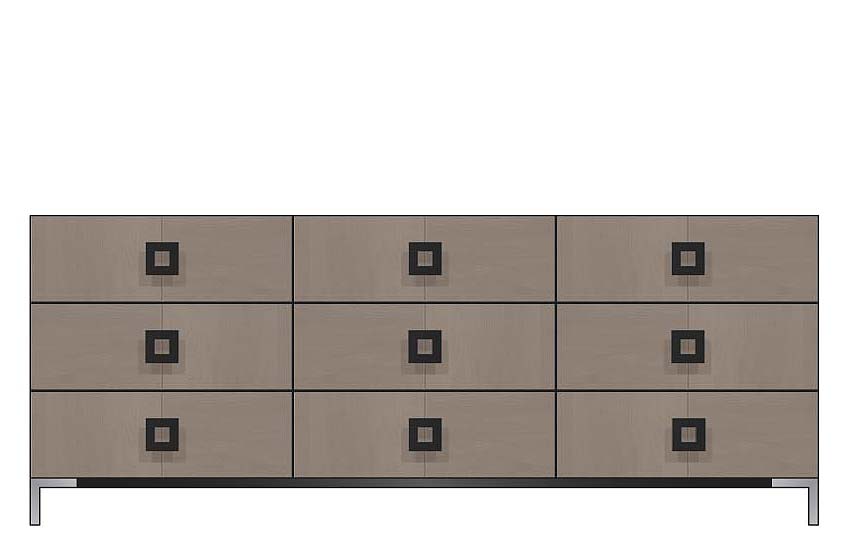 American Modern  84'' Nine-Drawer Dresser