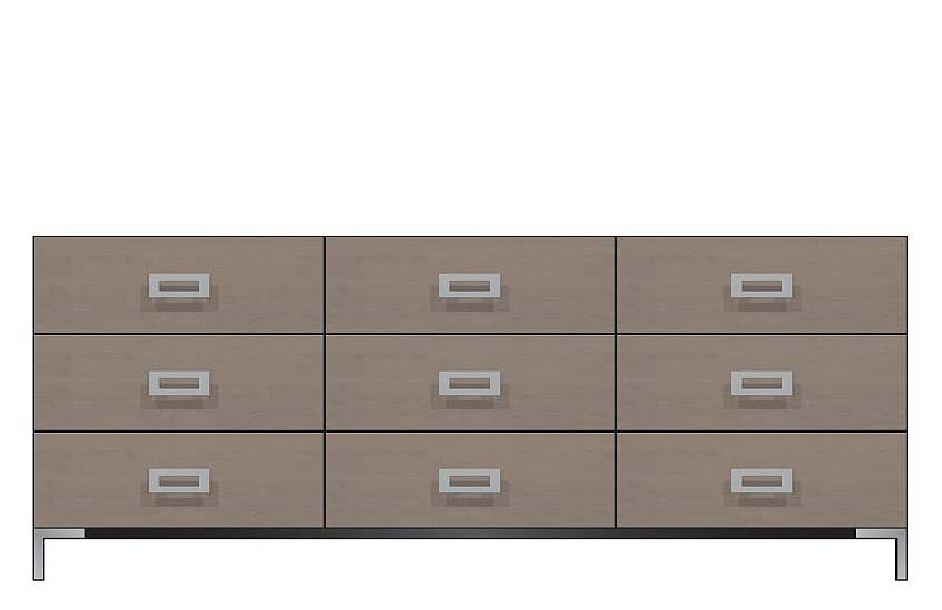 American Modern  84'' Nine-Drawer Dresser