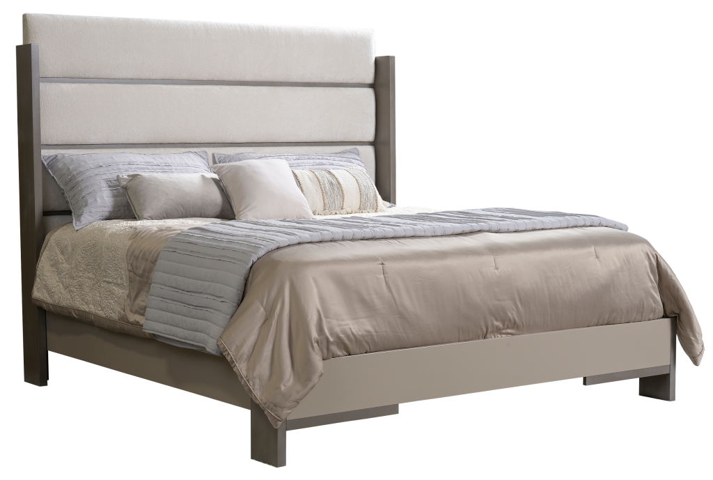 Queen Horizontal Split Panel Upholstered Bed