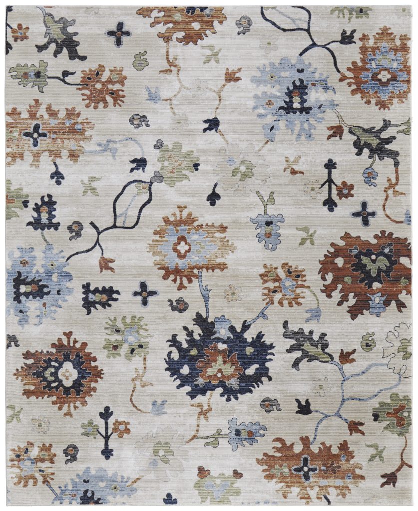 Melrose Transitional Floral & Botanical, Ivory/Red/Blue