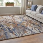 Gilmore Modern Watercolor, Blue/Orange/Gray