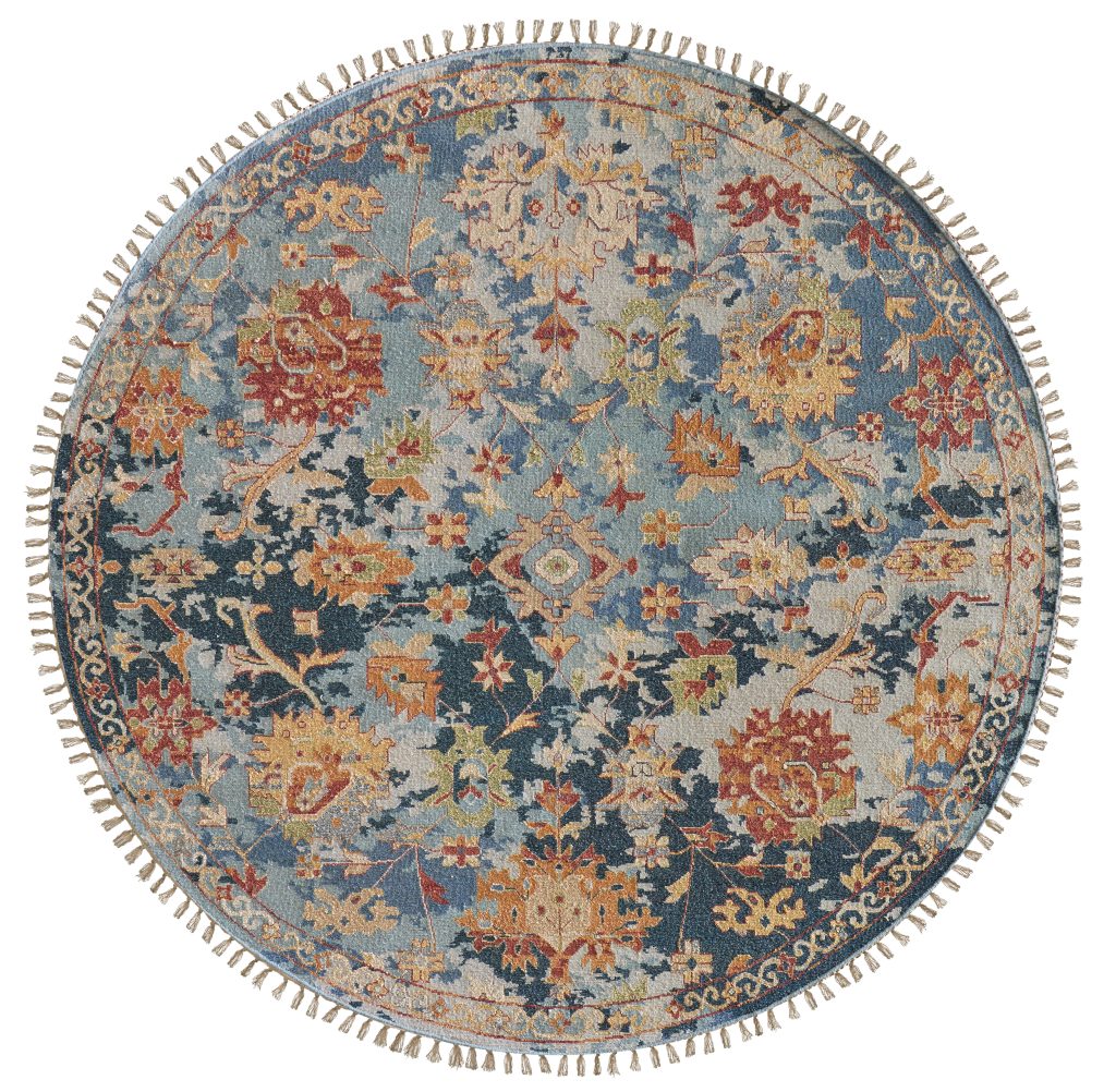 Leylan Transitional Floral & Botanical, Blue/Orange/Red