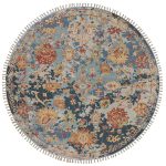 Leylan Transitional Floral & Botanical, Blue/Orange/Red
