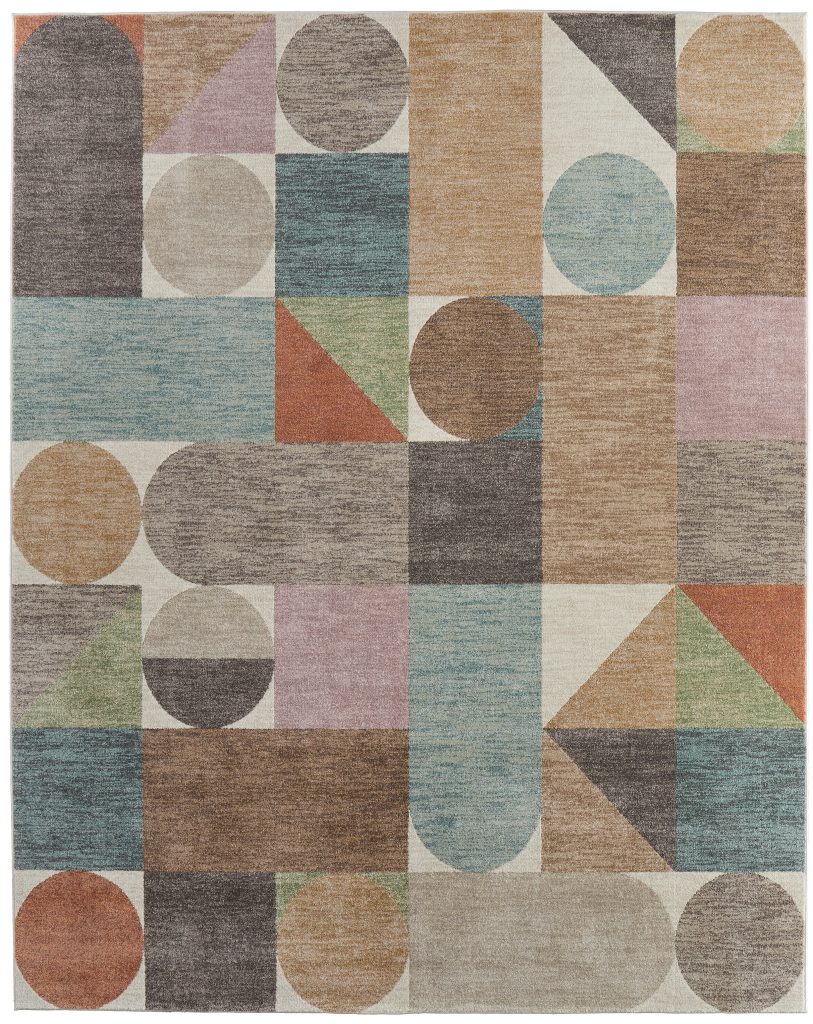 Eden Modern Color Block, Ivory/Brown/Blue