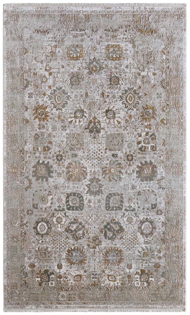 Cadiz Traditional Floral & Botanical, Ivory/Gray/Gold