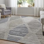 Elias Modern Diamond, Ivory/Blue/Brown