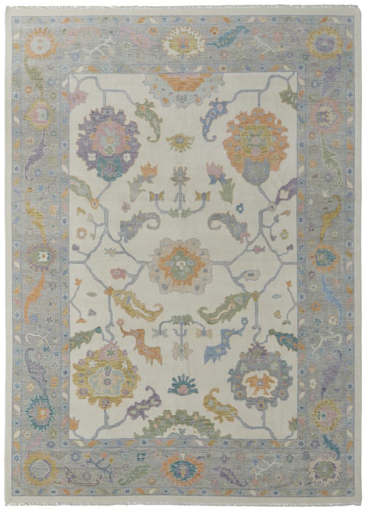 Karina Transitional Floral & Botanical, Ivory/Orange/Blue