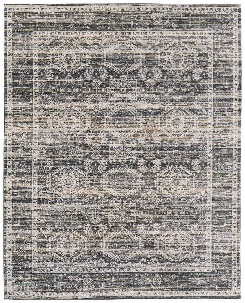 Augustine Traditional Medallion, Black/Ivory/Green