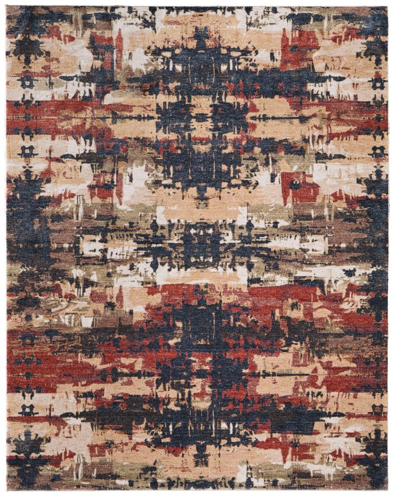 Pearson Modern Abstract, Blue/Red/Tan