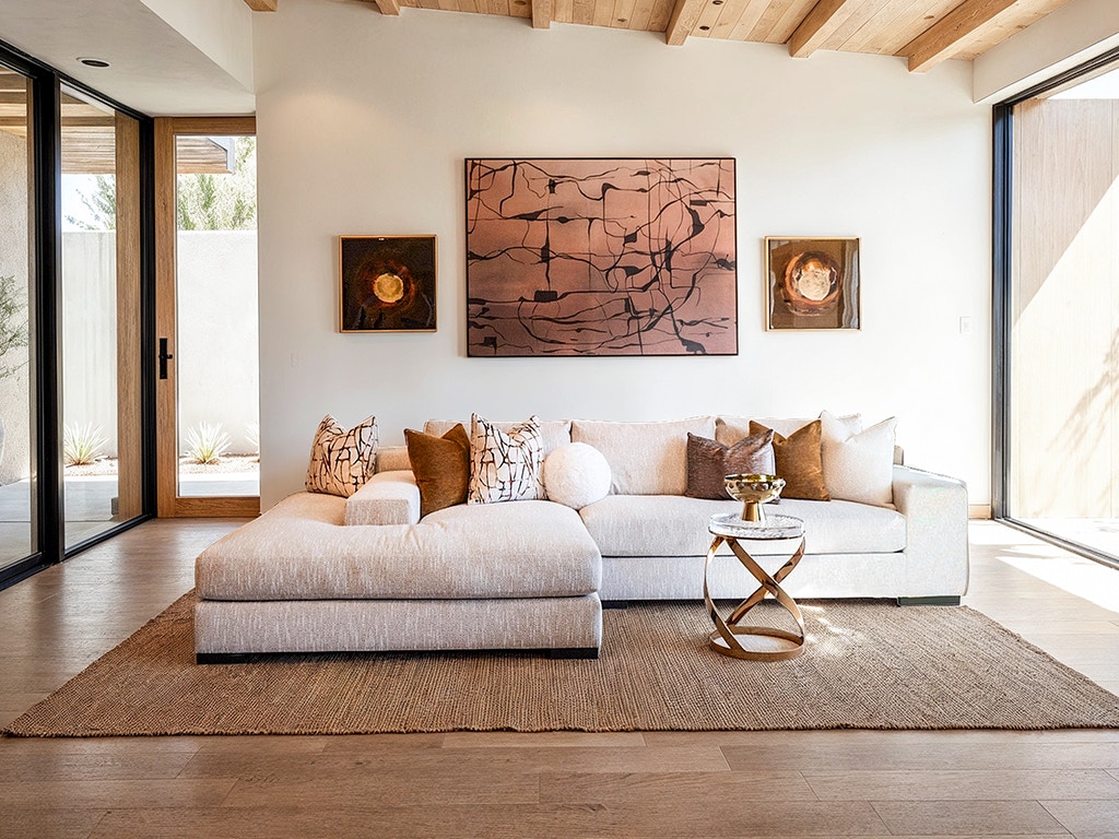 Rene Cazares GRAND CANYON WOOD LEG LAF ISLAND WITH LOW ARM. 203508 at Norwood Furniture