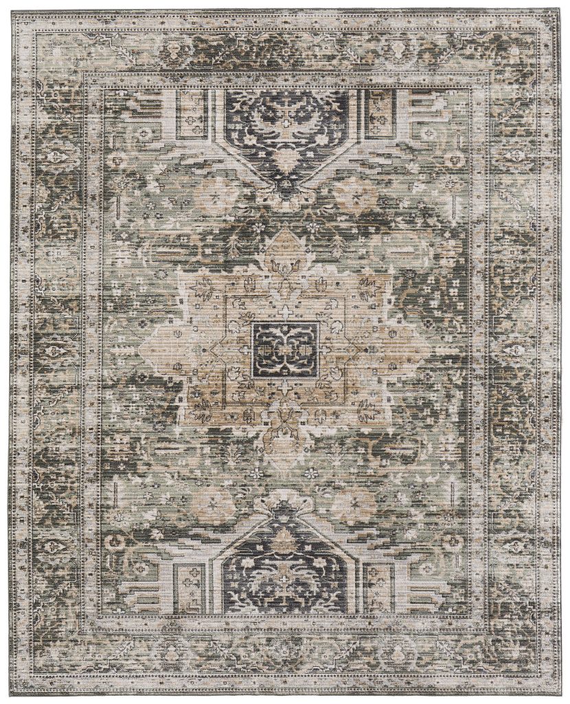 Augustine Traditional Medallion, Green/Black/Tan