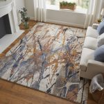Gilmore Modern Watercolor, Blue/Orange/Gray
