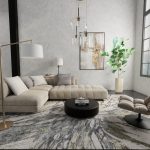 Skyview Modern Abstract, Gray/Green/Ivory