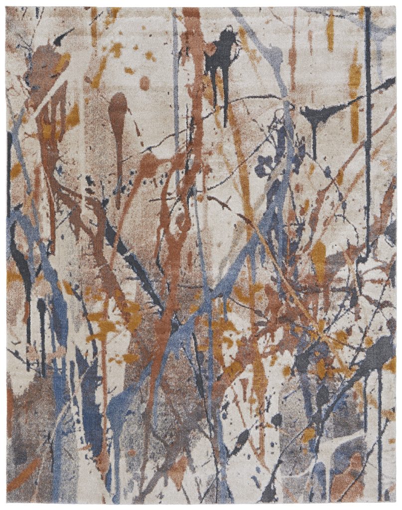 Gilmore Modern Watercolor, Blue/Orange/Gray