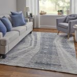 Brighton Modern Abstract, Ivory/Blue/Gray