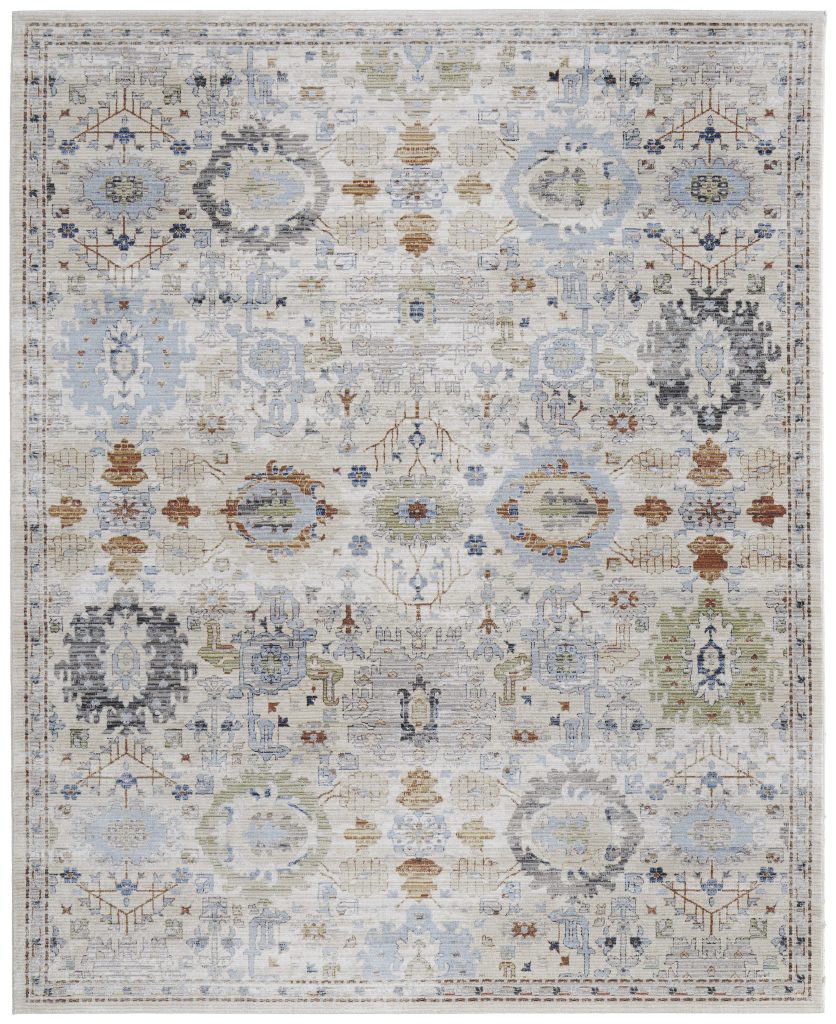 Melrose Traditional Floral & Botanical, Tan/Blue/Red