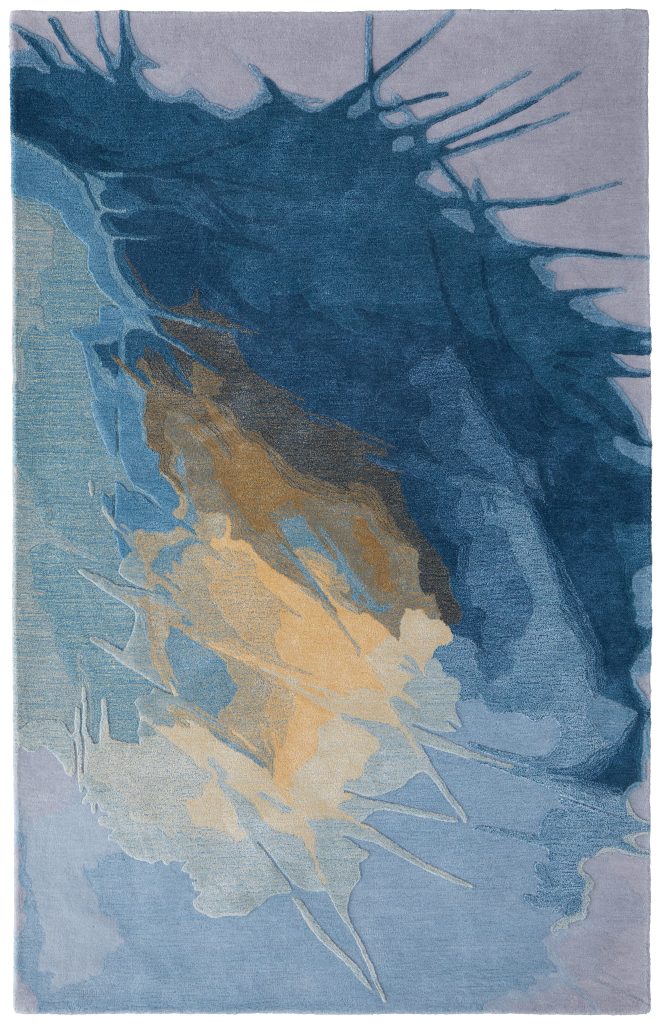 Kawai Modern Abstract, Blue/Gold/Gray