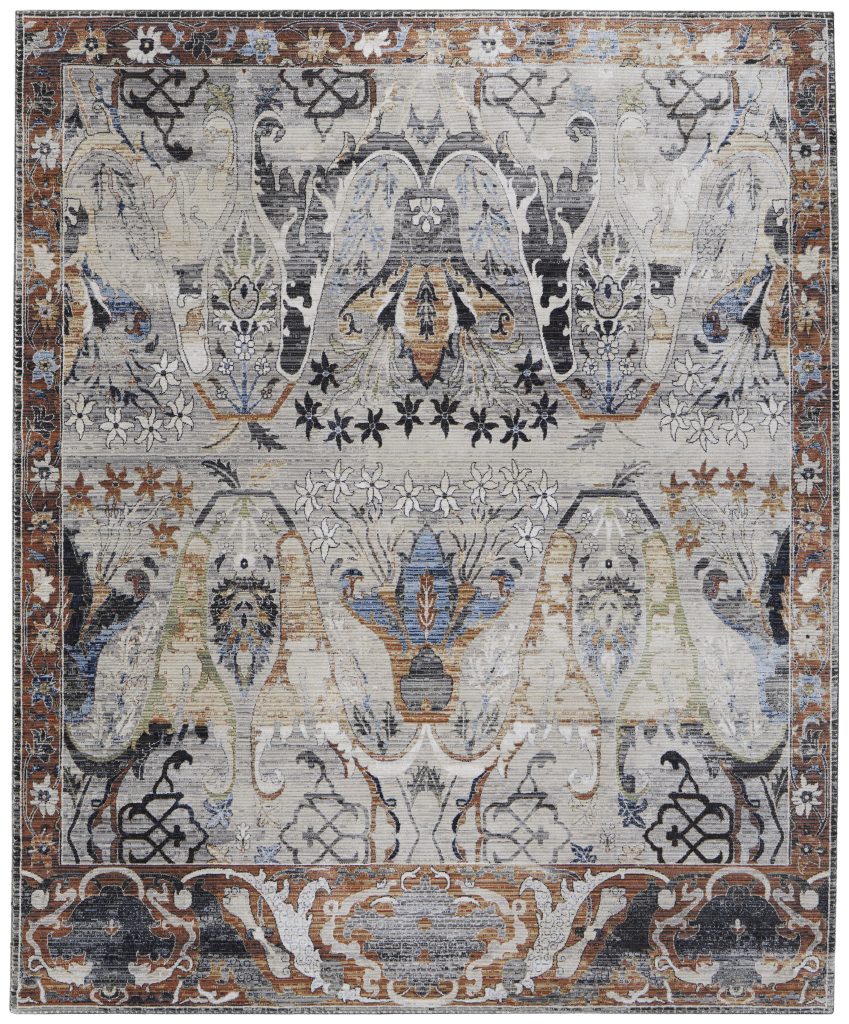Melrose Transitional Ikat, Ivory/Red/Gray