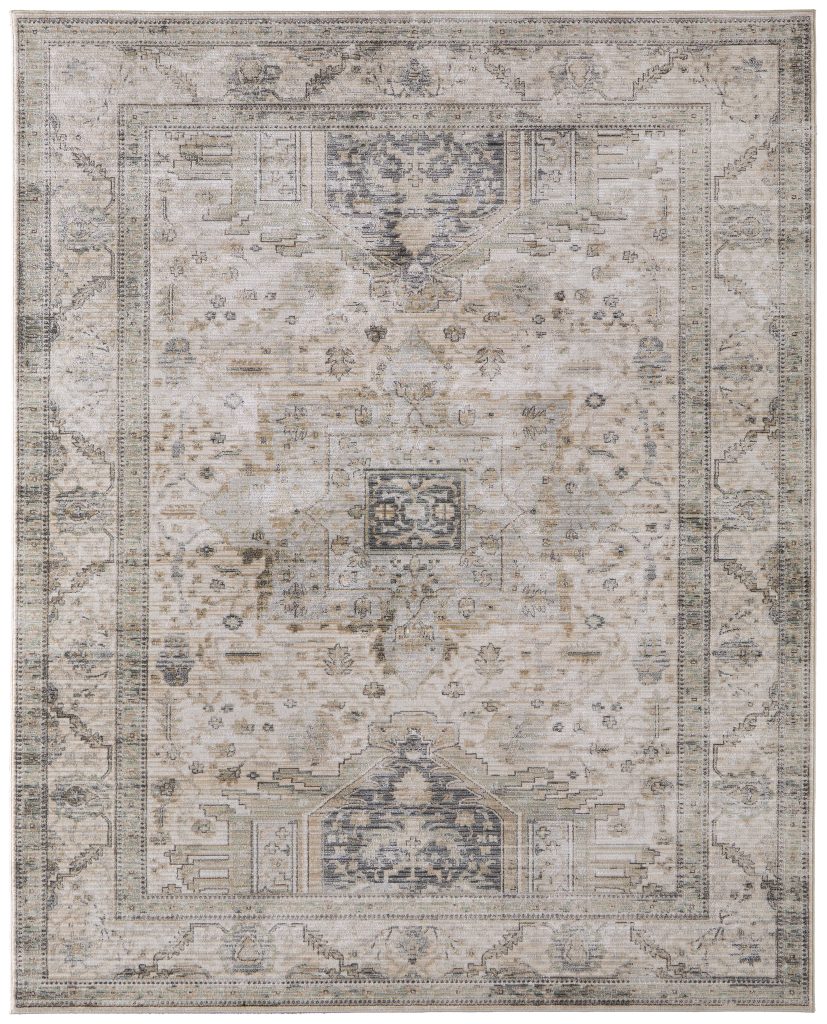 Augustine Traditional Medallion, Tan/Green/Ivory
