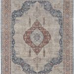 Marquette Transitional Medallion, Gray/Red/Blue