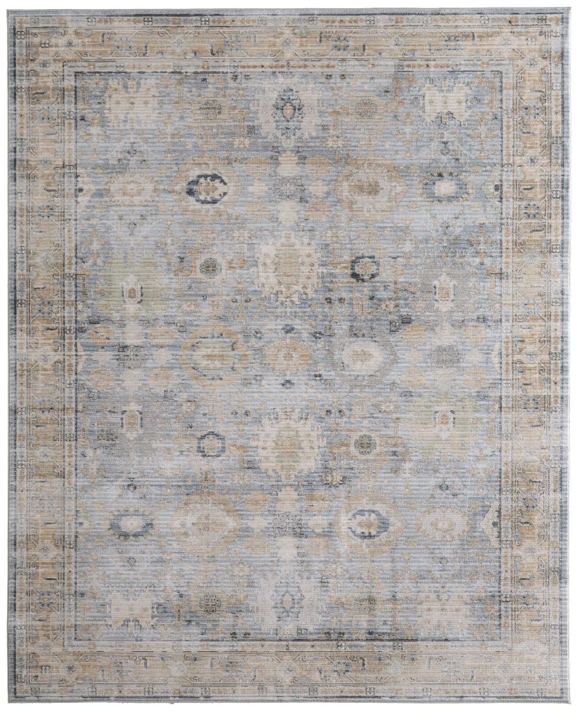Augustine Traditional Bordered, Blue/Ivory/Tan