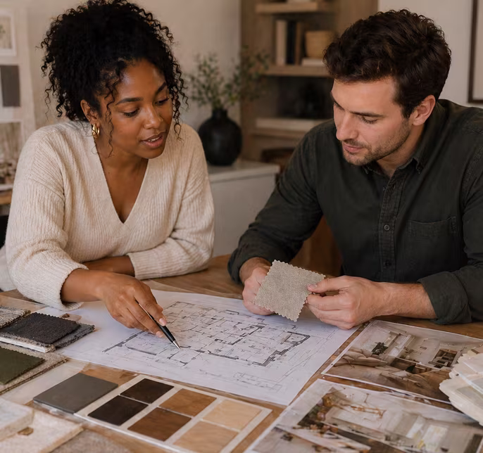 Two designers working together