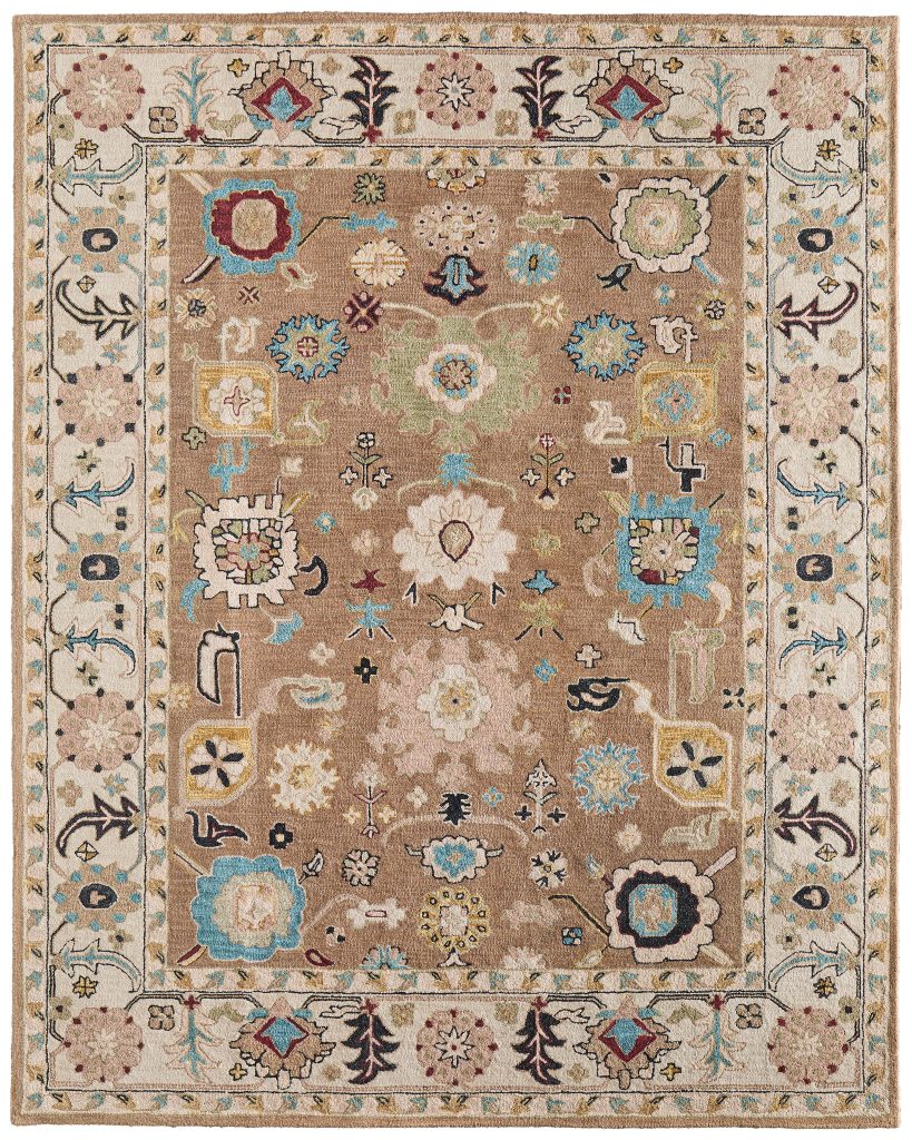 Springfield Traditional Floral & Botanical, Tan/Ivory/Blue