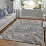 Prasad Modern Watercolor, Gray/Ivory/Silver