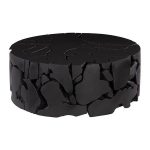 Teak Chunk Round Coffee Table, Black