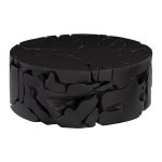 Teak Chunk Round Coffee Table, Black