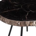 Petrified Coffee Table, Round, Metal Black Base