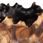 Suar Wood Side Table, With Glass Top, Black Finish