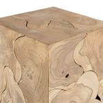 Teak Slice Pedestal, Square, Bleached , SM
