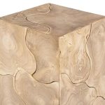 Teak Slice Pedestal, Square, Bleached , MD