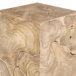 Teak Slice Pedestal, Square, Bleached ,  LG