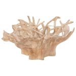 Teak Root Dining Table, Bleached, 63 Dia” Glass Top