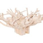 Teak Root Dining Table, Bleached, 63 Dia” Glass Top