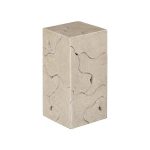 Teak Slice Pedestal, Square, Oat Finish, SM
