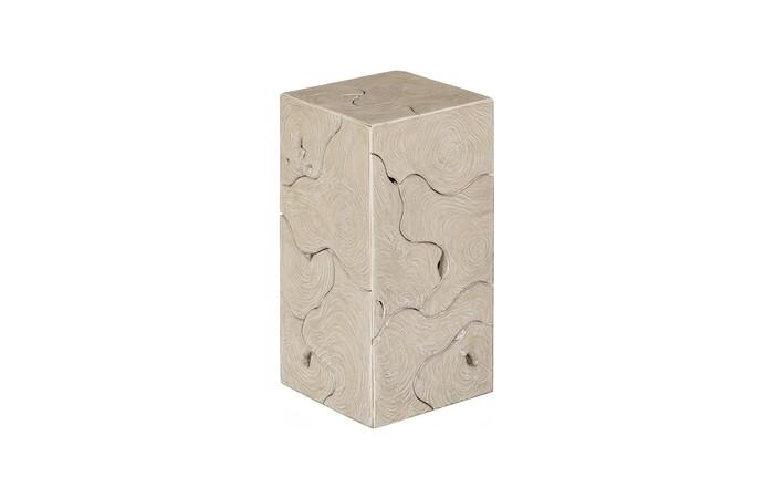 Teak Slice Pedestal, Square, Oat Finish, SM