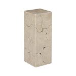 Teak Slice Pedestal, Square, Oat Finish, MD