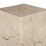 Teak Slice Pedestal, Square, Oat Finish, MD