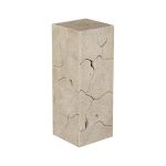 Teak Slice Pedestal, Square, Oat Finish, MD