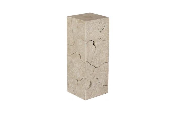 Teak Slice Pedestal, Square, Oat Finish, MD