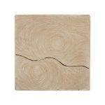 Teak Slice Pedestal, Square, Oat Finish, LG