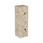Teak Slice Pedestal, Square, Oat Finish, LG