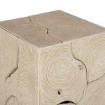 Teak Slice Pedestal, Square, Oat Finish, LG