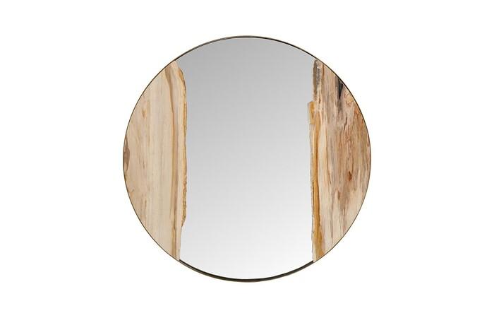 Petrified River Mirror, Brass Frame, Large