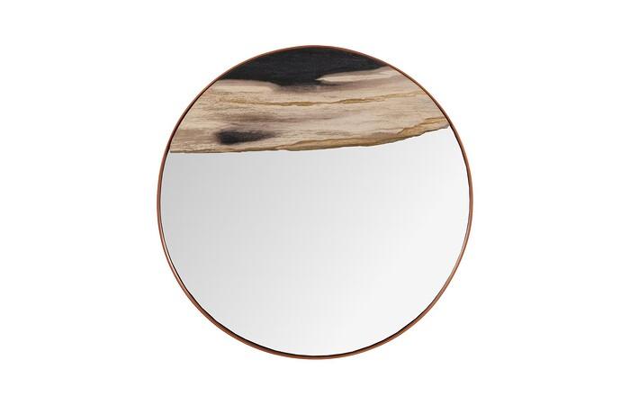 Petrified Slice Mirror, Copper Frame, Medium