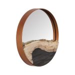 Petrified Slice Mirror, Copper Frame, Small